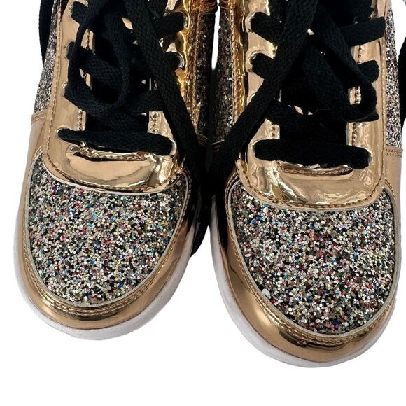 Glitter Metallic Rocking Sneakers Fashion Rose Gold Rainbow Glitter US Size 7 - Picture 5 of 10